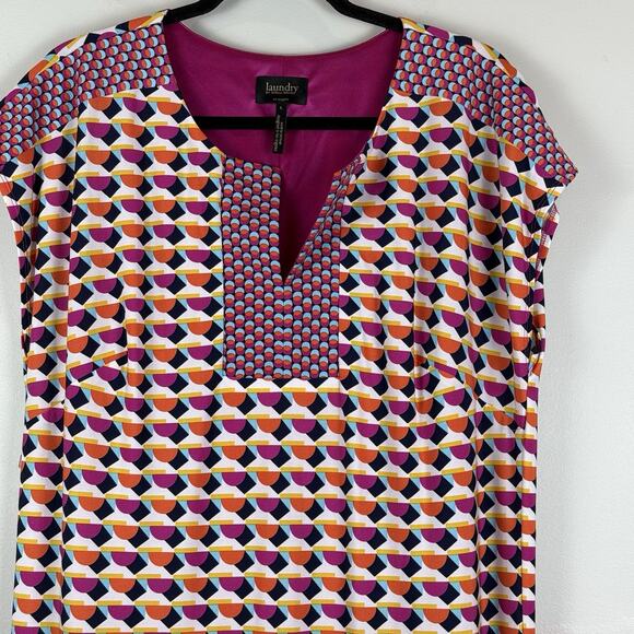 Laundry by Shelli Segal Dress Women Large Pink Multi Colorful Sheath Retro Artsy - Picture 3 of 8